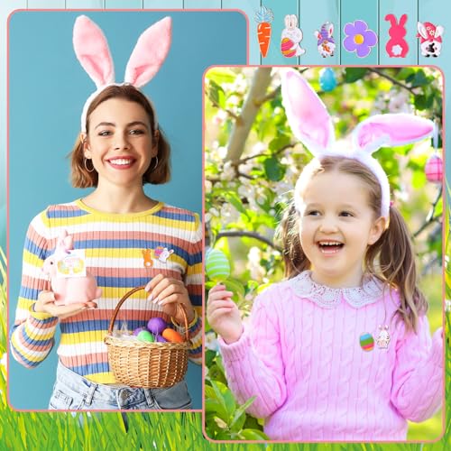 Giegxin 40 Pcs Easter Enamel Pins Bulk Spring Holiday Lapel Pin Bunny Backpack Cute Carrot Easter Eggs Flowers Butterfly Flower Basket Brooch for Women Girls Gifts - style: Easter