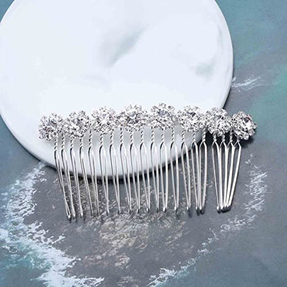 Crystal Bridal Hair Comb Silver Rhinestone Hair Piece Wedding Headpieces Bride Side Comb Wedding Hair Accessories for Bride and and Bridesmaids (Silver) - color: Silver