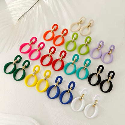 RUOFFETA Acrylic Rectangle Earrings, Fashion Acrylic Square/Oval/Hoop Statement Drop Earrings for Women - color: Dark Green Oval