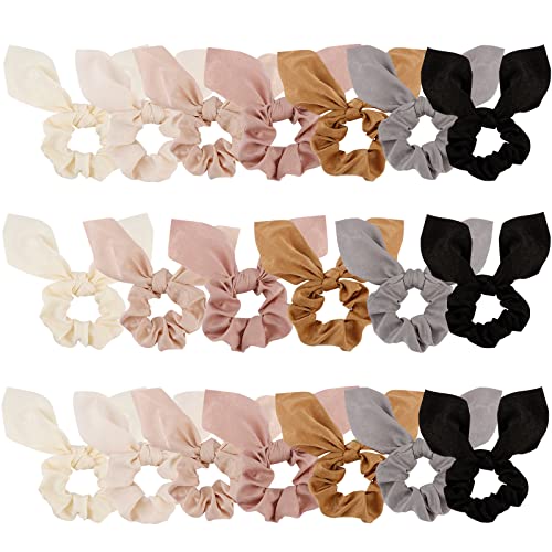 20 Pack Satin Scrunchies - Thick Hair Ponytail Holders with Bows for Girls and Women - color: multi-colored A