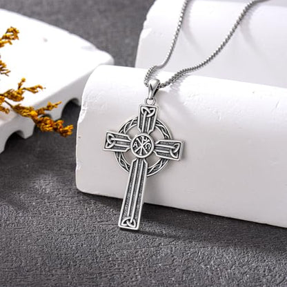 Cross Necklace for Men Women 925 Sterling Silver Cross Pendant Necklace Christian Religious Jewelry Gifts for Anniversary - color: 1-Celtic Cross-3