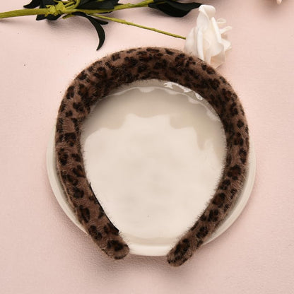 Guqqeuc Leopard Puffy Headband Wide Padded Headband for Women Girls Leopard Print Headbands for Women Cheetah Hairband Brown Sponge Headband for Long Short Hair Accessories