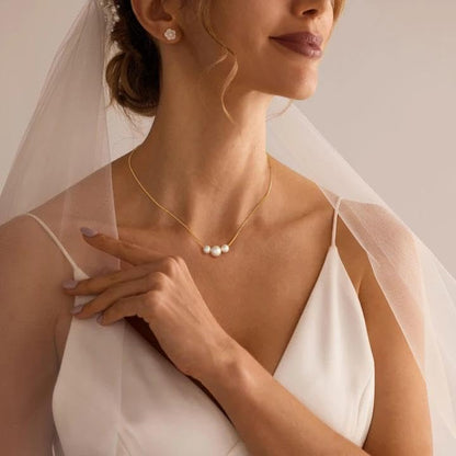 Pearl Necklaces for Women Trendy,Dainty Pearl Pendant Necklace | 14k Gold Plated Elegant Pearl Necklace,Simple Pearl Pendant,Dainty Gold Jewelry,Waterproof Summer Bridal Wedding Accessories - color: GOLD-2