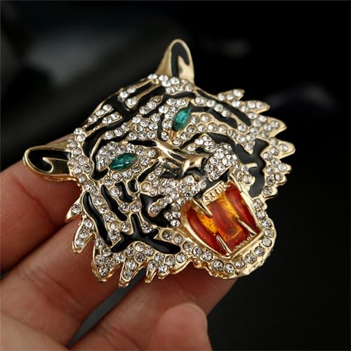 Luxury Crystal Tiger Brooch Pins for Women Men Vintage Gold-Tone Climbing Black Spots Leopard Brooch Fashion Panther Cougar Pin Suit Jackets Coat Animal Jewelry Gift - style: Tiger