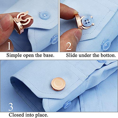 HAWSON Men's Letter Initial Button Cover Cufflinks Letter Rose Gold/Silver Suitable for Formal Business Shirt Letter A-Z - color: Rose Gold Color - E