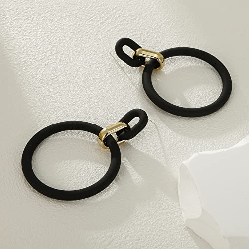 RUOFFETA Acrylic Rectangle Earrings, Fashion Acrylic Square/Oval/Hoop Statement Drop Earrings for Women - color: Black Hoop