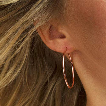 M MOOHAM Hoop Earrings for Women, Hypoallergenic 14K Gold Plated Earrings | Gold Plated Hoop Earrings Set for Sensitive Ears, Earring Stack for Women Trendy, Jewelry Gifts Lightweight 13-60mm - color: 2pcs-40mm-Rose gold plated