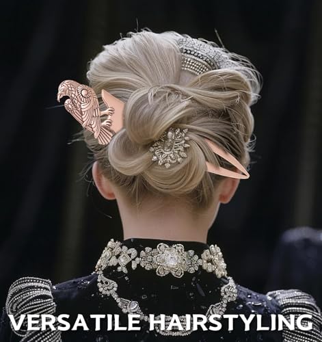 2pcs Antique Rose Raven French Hair Pins Black Wicca Witch Hair Sticks Renaissance Festival Hair Acceossories for Women 06
