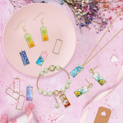 50pcs Open Bezel for Jewelry Making,Open Back Bezel Pendants Hollow Frame Pendants Opens Bezels Trays Rectangle Pendant for Resin Casting Necklaces Earrings Making Supplies DIY Crafts Supplies(K Gold) - color: K Gold;Rectangle;Style A