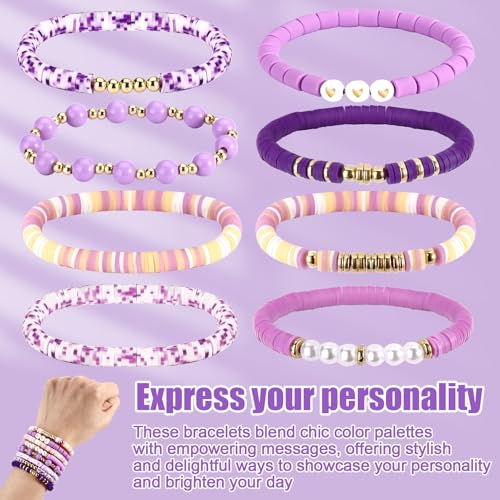 Friendship Bracelets Heishi Surfer Clay Bead Bracelets Set Stackable Beaded Preppy Jewelry Bracelets Friendship Boho Y2K Bracelets for Women Teen Girls Party Favors - color: Cute