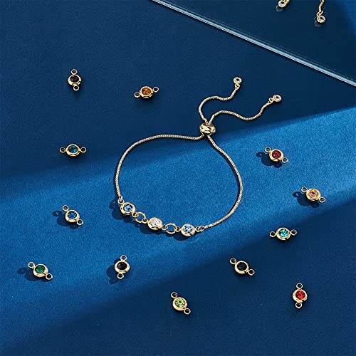 UNICRAFTALE 304 Stainless Steel Golden Rhinestone Connector Charm Flat Round Links Charms Double Loop Ring Charm Necklace Bracket Charms for Jewellery Making - color: 17 Colors