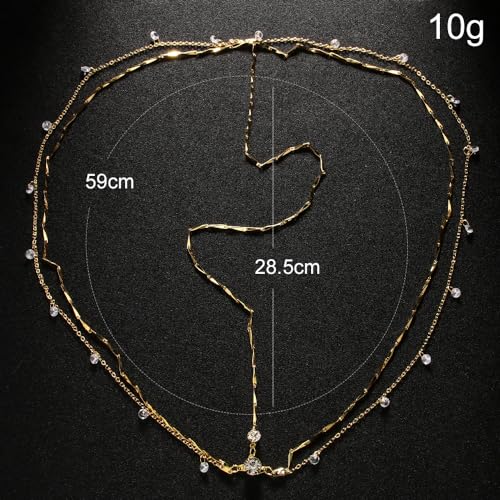 STONEFANS Rhinestone Head Chain Gold Bride Headpiece Wedding Headbands Chain Layered Festival Prom Hair Accessories for Women And Girls (Gold) - color: Gold