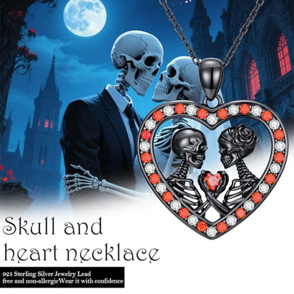 Sterling Silver Halloween Necklace Gothic Jewelry Gifts for Women Men - style: Skeleton-Black A