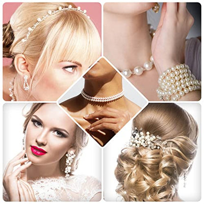 anezus Pearl Beads for Craft, 1000pcs Ivory Faux Fake Pearls, 6 mm Small Sew on Pearl Beads with Holes for Jewelry Making, Bracelets, Necklaces, Hairs, Crafts, Decoration and Vase Filler - size: 6 MM