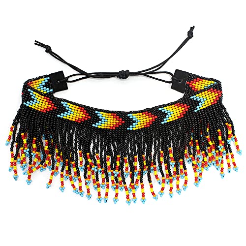 Handmade Beaded Foot Anklet Bohemian for Women Native Southwest Colors Ankle Bracelet - color: Black