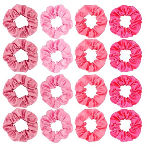 16 Pcs Satin Scrunchies Bridesmaid Proposal Gifts Hair Ties Scrunchies for Women Girls Bachelorette Party Favors (Pink-Multicolored-2) - color: Pink-Multicolored-2