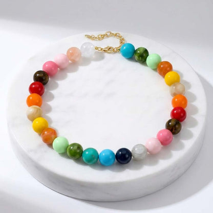Chunky Beaded Necklace for Women, Colorful Trendy Statement Summer Jewelry Gift - color: necklace-1