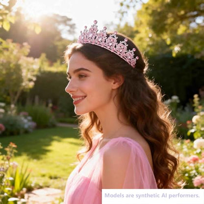 Kamirola - Queen Crown and Tiaras Princess Crown for Women Crystal Headbands for Bridal, Princess for Wedding and Party - color: PINK & SILVER