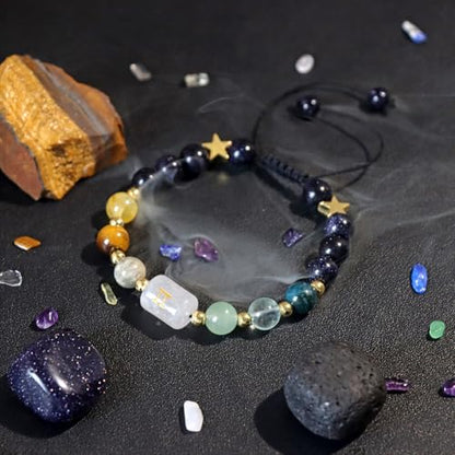 Zodiac Bracelets for Women 12 Constellations Healing Crystal Stone Beads Bracelet Birthday Zodiac Gifts Horoscope Spiritual Bracelet - color: Gemini-2