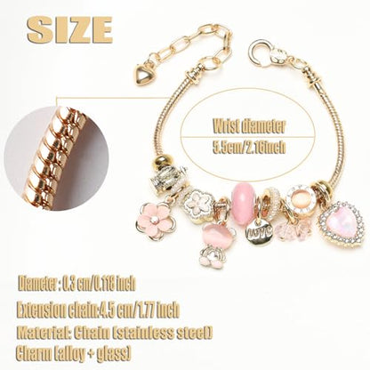 DS Charm Bracelets for teen girls exquisite cute cartoon friendship bracelet Gold Stainless Steel Bangle birthday Gift box Adjustable little girls kids jewelry holiday gifts - style: GOLD-3