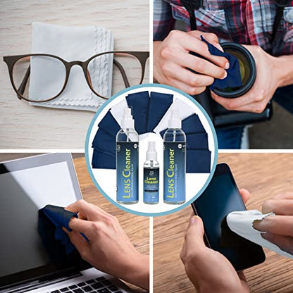 Lens Cleaner Spray 2 Eyeglass Cleaner Bottels, with 4 Microfiber Cloths Kit Ammonia and Streak Free Safe for Eyewear and Electronics - size: 6 Piece Set