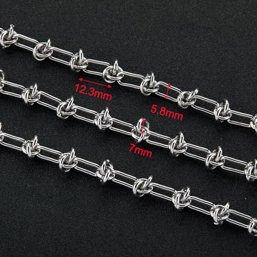 UMAOKANG Stainless Steel Chain for Jewelry Making Buckles Link Chains | 2 Meters Paperclip Chain on Spool Jewelry Making Chains DIY Supplies Findings - color: Knot (Steel)