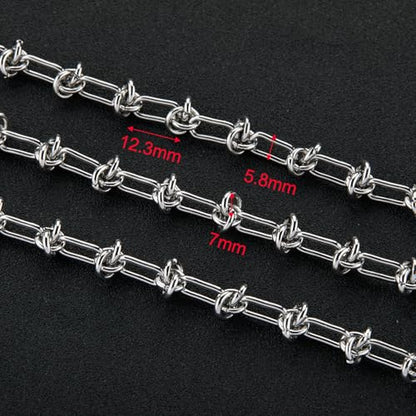 UMAOKANG Stainless Steel Chain for Jewelry Making Buckles Link Chains | 2 Meters Paperclip Chain on Spool Jewelry Making Chains DIY Supplies Findings - color: Knot (Steel)
