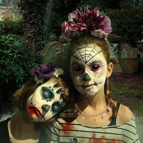 Elecrelive 180Pcs Halloween Skull Beads Skeleton Head Glass Beads 9 Styles Gothic Charms for Necklace Bracelets Earrings Jewelry Making - color: 9 Colors