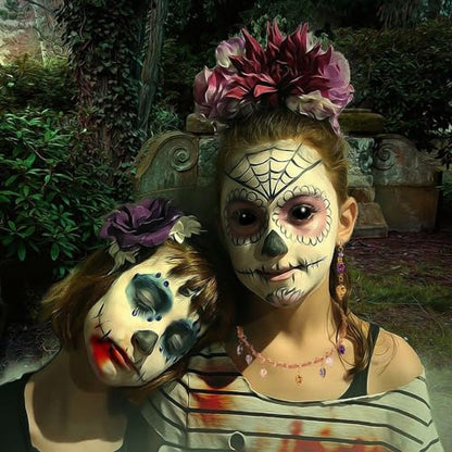 Elecrelive 180Pcs Halloween Skull Beads Skeleton Head Glass Beads 9 Styles Gothic Charms for Necklace Bracelets Earrings Jewelry Making - color: 9 Colors