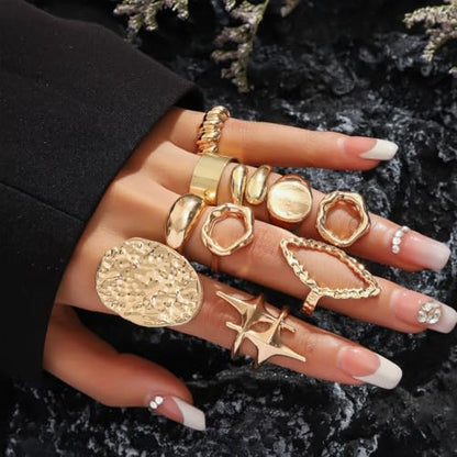FUTIMELY 14K Gold Stackable Knuckle Rings Set for Women,Aesthetic Silver Trendy Dainty Open Midi Rings Set,Midi Finger Rings Pack Jewelry Gifts - color: Gold4