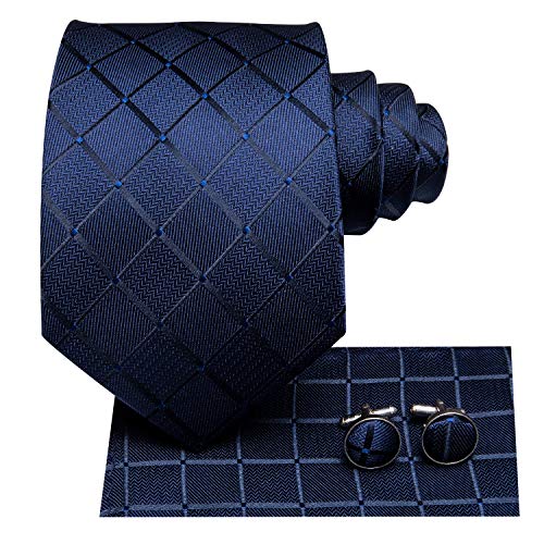 Hi-Tie Men 63inches Tie Set Extra Long Necktie Paisley Tie Pocket Suqare Cufflinks Big and Tall Men Tie - color: Blue