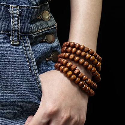 COLORFUL BLING 8MM Natural Wood Bead Necklace Africa Wooden Chain Statement Unisex Chunky Strand Necklaces Hip Hop Jewelry - color: light brown