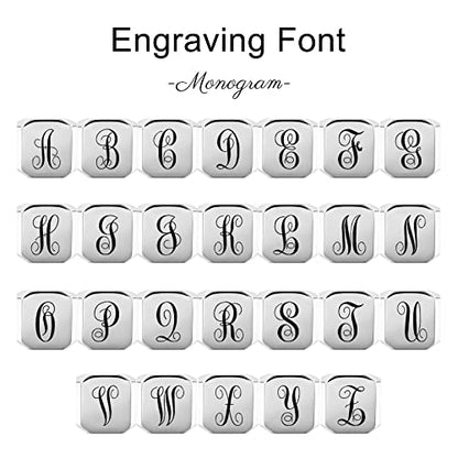 INBLUE Personalized Engraved Initial Monogram Signet Rings for Man Women Stainless Steel Rings Customize Jewelry with Ring Size Adjuster - color: Silver: Monogram
