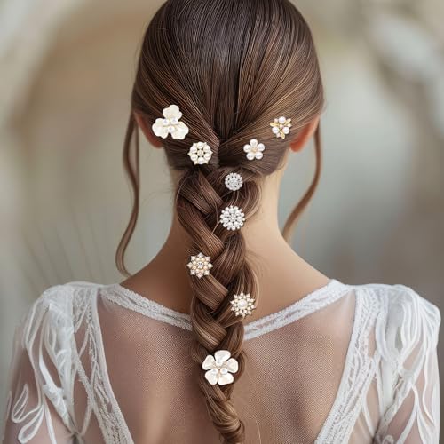 Sureio 45 Pcs Pearl Rhinestone Brooch Lapel Pin Set - color: White