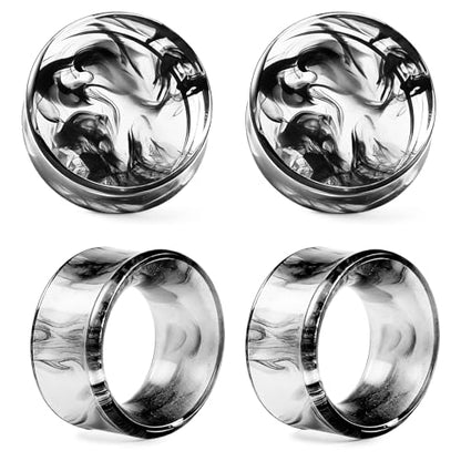 WYR Acrylic Ear Gauge 4pc Set (2 Hollow & 2 Solid): Lightweight Hypoallergenic Ear Plugs for Daily Wear & Piercing Expansion - color: Grey, size: 1/2"(12mm)