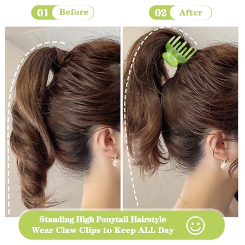 8PCS Claw Clips for Thin Hair Women, 1.6" Small Hair Claw Clips | Marble Pattern Hair Claw Clips for Fine Thick Hair Strong Hold Double Row Teeth Hair Clips Cute Jaw Clamps - color: Multicolor