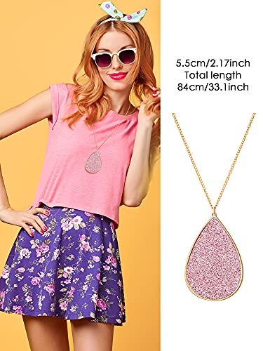 Hicarer 4 Pcs Jewelry Sets for Women Glitter Necklace and Earring Set Multi Layer Bracelet Costume Jewelry Sets for Bridal Shower Wedding - color: Pink