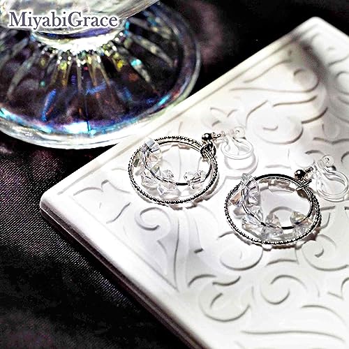 Dangle Silver Invisible Clip On Earrings for Women Not Pierced Gold Crystal Rhinestone Comfortable Hoop Fringe Long Chain Clip On Earrings - color: Hoop Silver