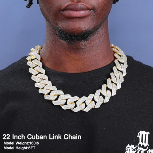 Ucciyo 30MM/25MM Cuban Link Chain for Men, Luxury Iced Out Diamond Chain | Luxurious Diamond-Simulated, Large Miami Cuban Style, 18K Gold Plated - color: 30MM-Gold, size: 22 Inch