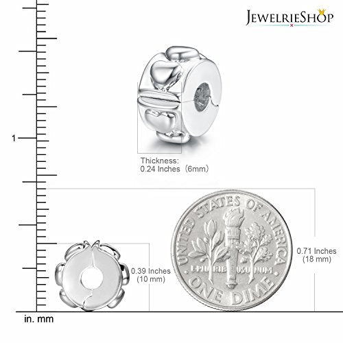 JewelrieShop Clip Spacer Charm for Bracelet Clip Lock Stopper Bead Spacer European Openable Beads 2pcs - color: #05S x 2 Pieces