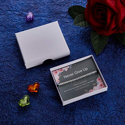 ASELFAD Morse Code Bracelets for Women, Funny Best Friend Birthday Gifts for Women Friendship Bracelets, Inspirational Jewelry, Teen Girl Gifts Trendy Stuff - style: Never Give Up
