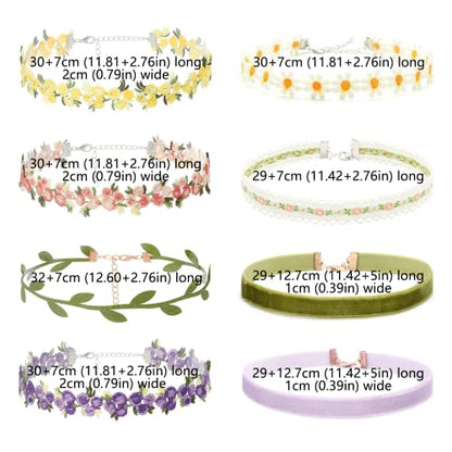 Black Choker Necklace Set Velvet Lace Choker Daisy Gothic Punk Classic Choker - color: flower