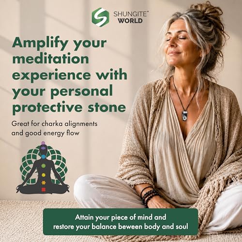 Shungite World Authentic Noble Elite Shungite Pendant Necklace Spiritual Energy Healing Stone Amulet for Men and Women Original Karelian Black Crystal Chakra Balancing and Grounding Jewelry