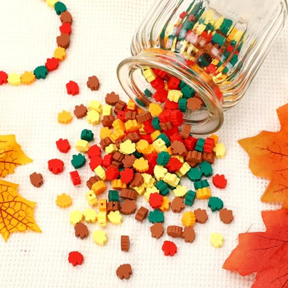 300Pcs Fall Leaves Clay Beads for Jewelry Making | Polymer Clay Material,Fall Jewelry Crafters,Bracelet Necklace Earrings Making,300Pcs Maple Leaf - color: Fall Color