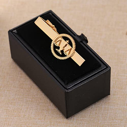 TINGKU Attorney Lawyer Cufflinks and Tie Clip for Men Gifts Scales of Justice Cuff links Tie Clasp Father in Law Enforcement Suit Shirt Jewelry - style: Tie Clip Gold