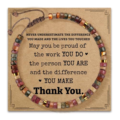 Inspirational Bracelet Gifts for Women, Natural Stone Beaded Bracelets | Thinking of You Get Well Soon Encouragement Healing Bracelets Christmas Day Birthday Gifts for Women Friends Sister - color: A-K JASPER STONE-PROUD