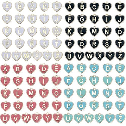 104pcs Alphabet Letter Charms,Initial A-Z Alphabet Enamel Letters Charm Pendant Bead for DIY Personalized Jewelry Making Findings