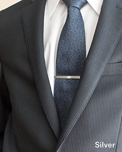 [TAVARAT] Tie Clip Tie Clips for Men Black Silver Tie Bar Tie Pin Tps-043 - style: silver