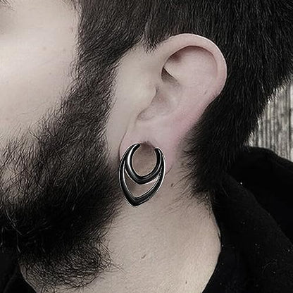 DOEARKO 2PCS Fashion Round Spiral Saddle 316 Stainless Steel Ear Tunnels Plugs Stretcher Gauges For Ear lobe Expander Piercing Body Jewelry - color: #1 Black, size: 8mm(0G)