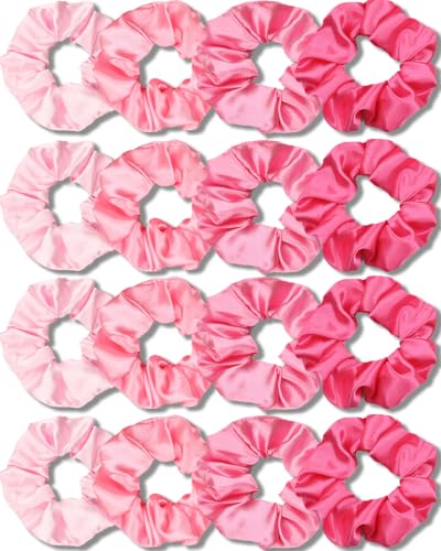 IVARYSS Satin Scrunchies for Girls, Soft Than Silk for Hair, Fashion Ties and Bands for Thin | Thick Hair Styling, 16 Pack (Multi-Pink) - color: Multi-Pink